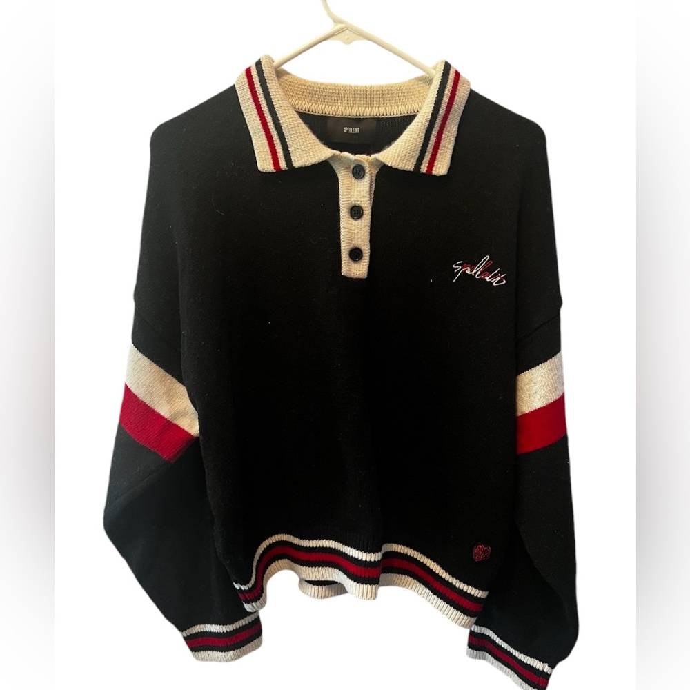 Spelled it striped polo quarter button pullover